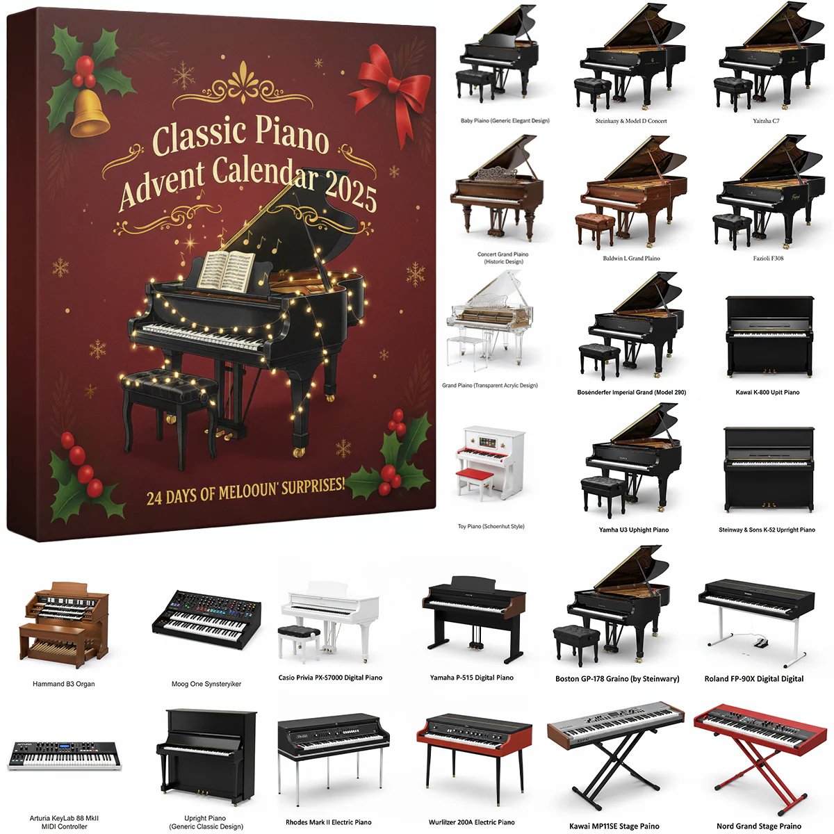Classic Piano Advent Calendar 2025 24 Day Advent Calendar Christmas Gifts For Music Lovers
