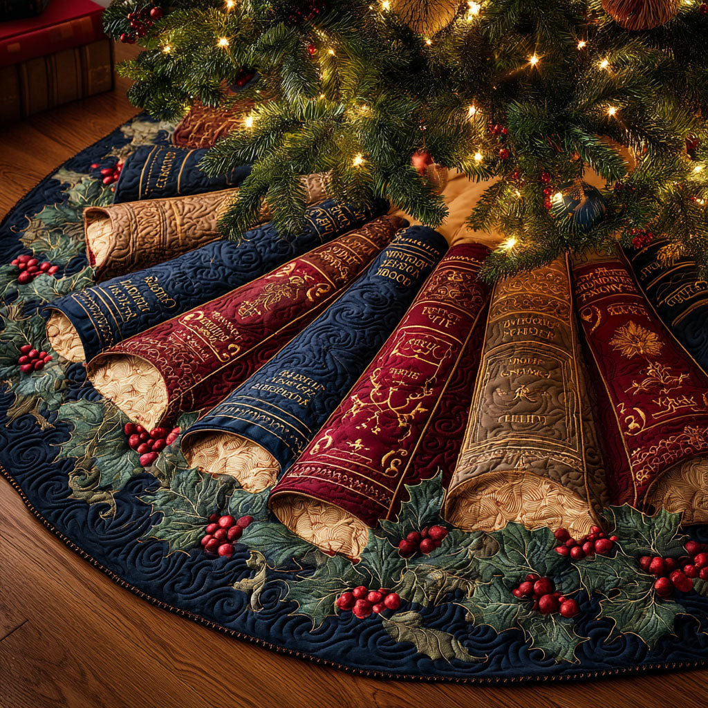 Classic Stories Christmas Quilted Tree Skirt Holiday Decor Bookworms Xmas Gifts