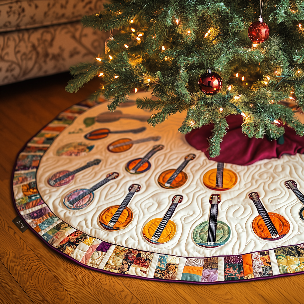 Classical Banjo Quilted Tree Skirt Cool Cute Christmas Tree Skirts Gifts For Mom And Dad Christmas