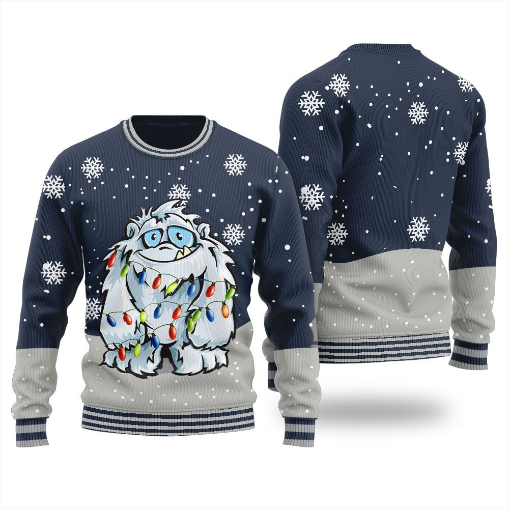 Classy Yeti Xmas Sweater Navy Lovely Merch Gift for Cozy Winter Nights