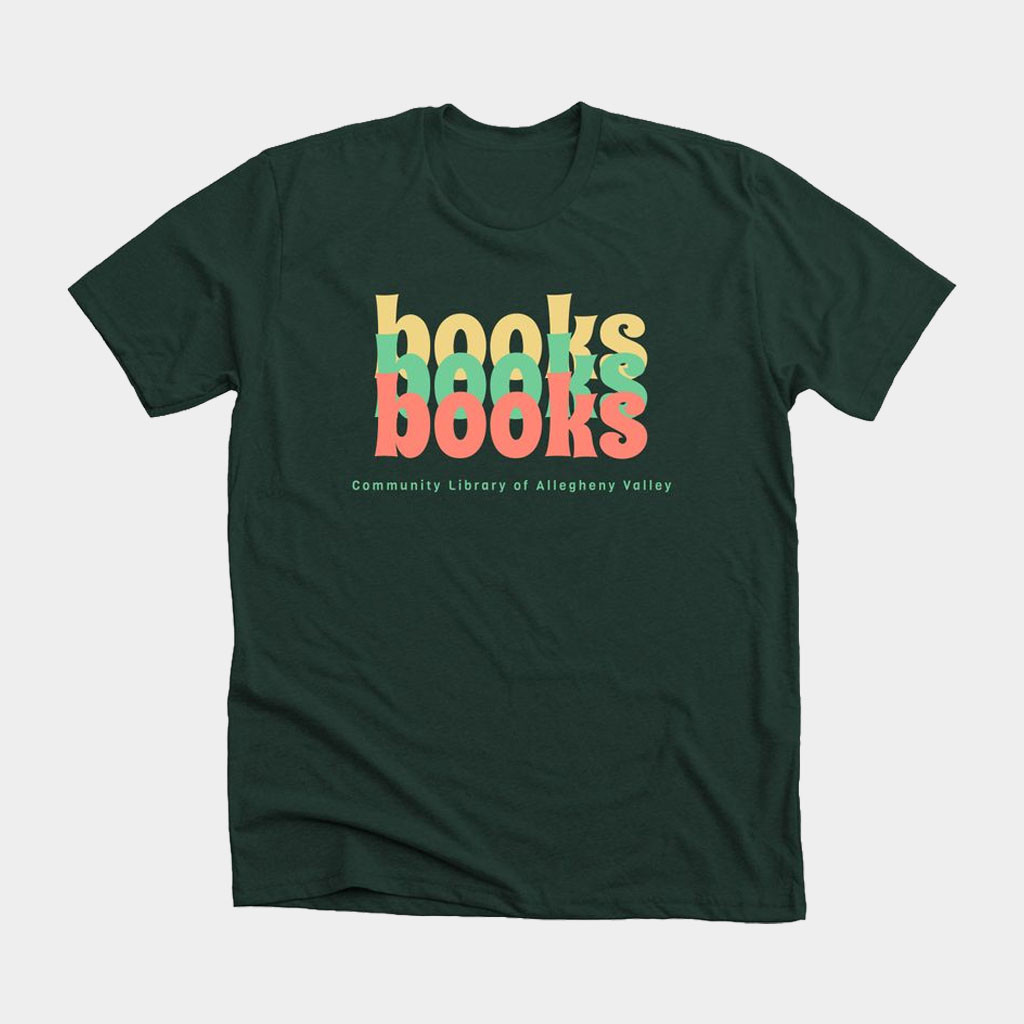 Clav Merch Books Baseball T-Shirt Community Library Of Allegheny Valley Shirt Gifts For Son