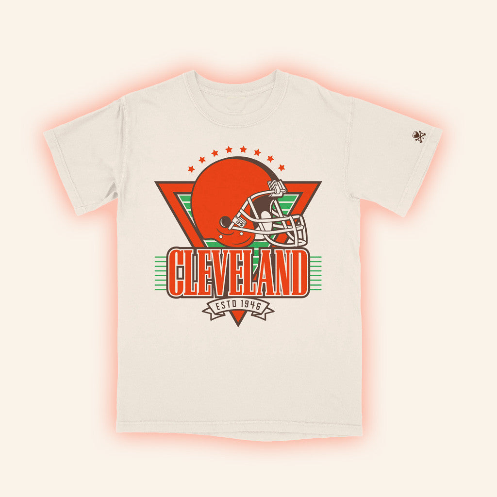 CLE Clothing Co Merch Cleveland Football Helmet Throwback T-Shirt Fans Gifts CLE Clothing Co Merch Cleveland Football Helmet Throwback T-Shirt Fans Gifts