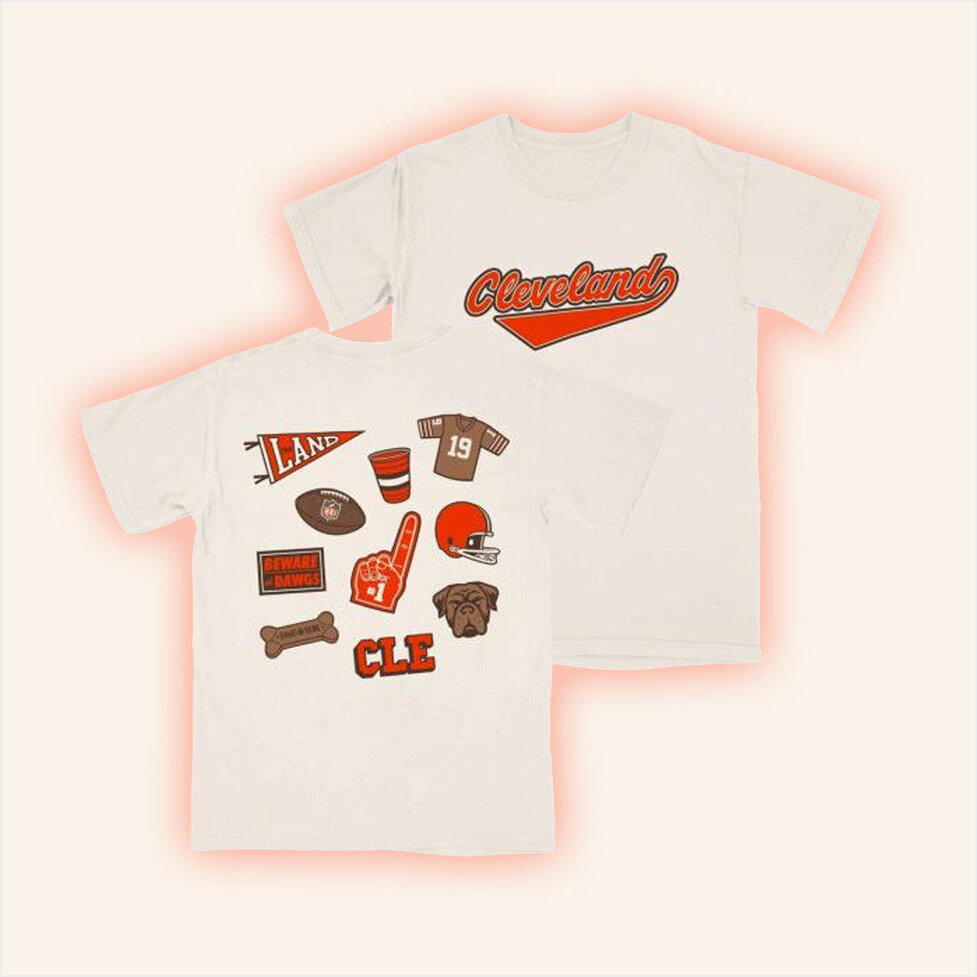 CLE Clothing Co Merch Cleveland Football Patches Crew T-Shirt Gifts For Her Gifts For Fans