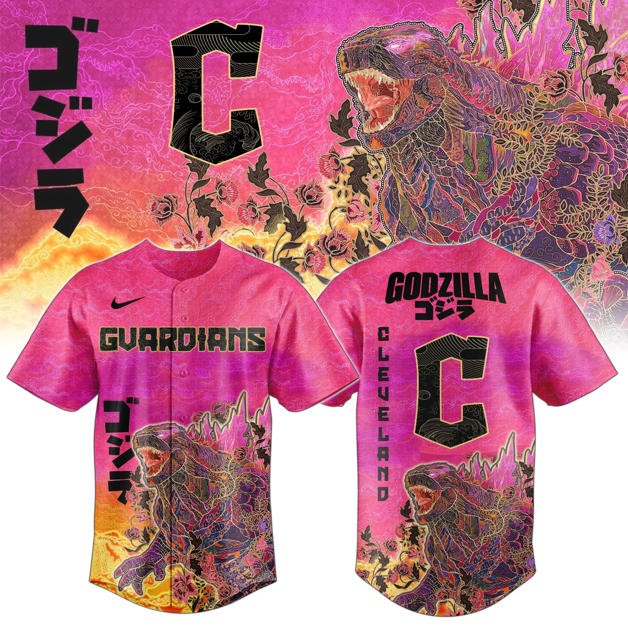 CLE X King Of Monsters Batik Jersey Cleveland Guardians Merch Unique Gift For Husband