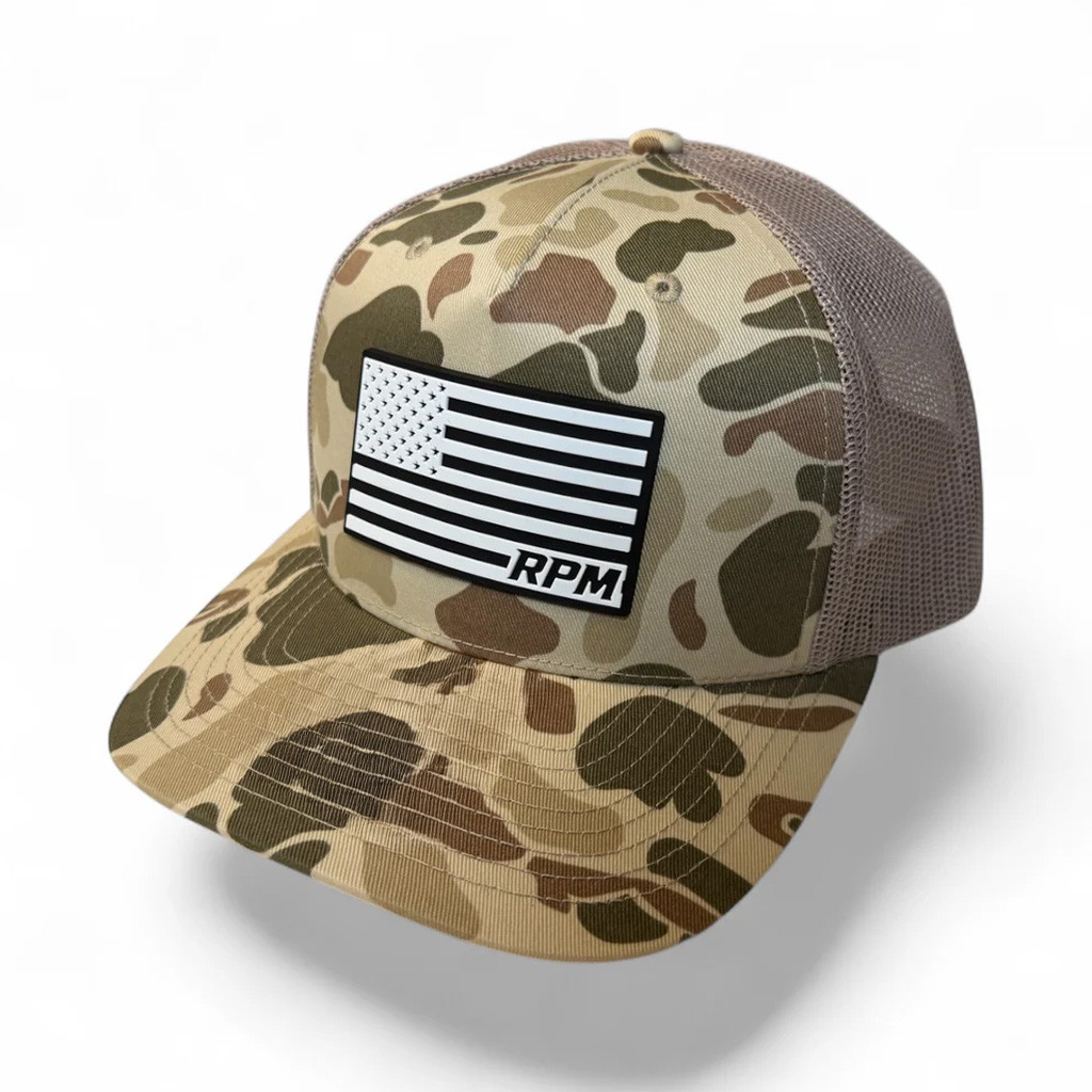 Cleetus McFarland Merch Dr Parker's RPM Flag Embroidered Camo Trucker Hat Dad Gifts Cleetus McFarland Merch Dr Parker's RPM Flag Embroidered Camo Trucker Hat Dad Gifts