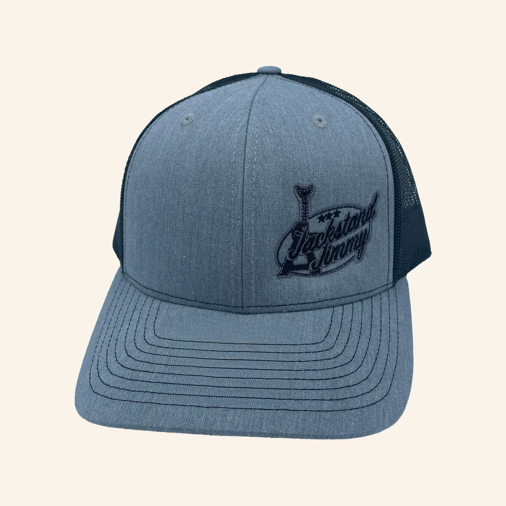 Cleetus McFarland Merch Jackstand Jimmy's Grey Richardson Embroidered Trucker Hat Dad Gifts Cleetus McFarland Merch Jackstand Jimmy's Grey Richardson Embroidered Trucker Hat Dad Gifts