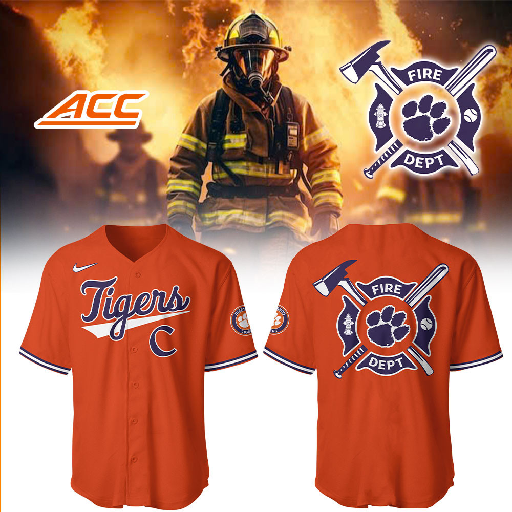 Clemson Baseball x Firefighter Appreciation Night Jersey Baseball Father's Day Gifts