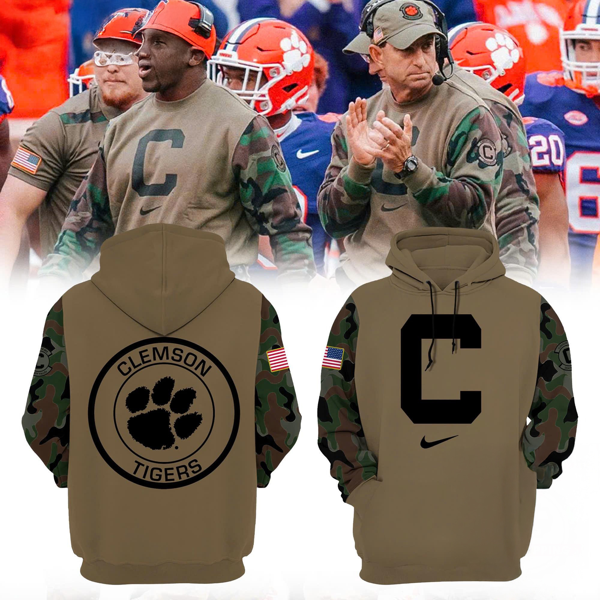 Clemson Tigers Football Team Special Edition Veterans Hoodie Football Related Gifts