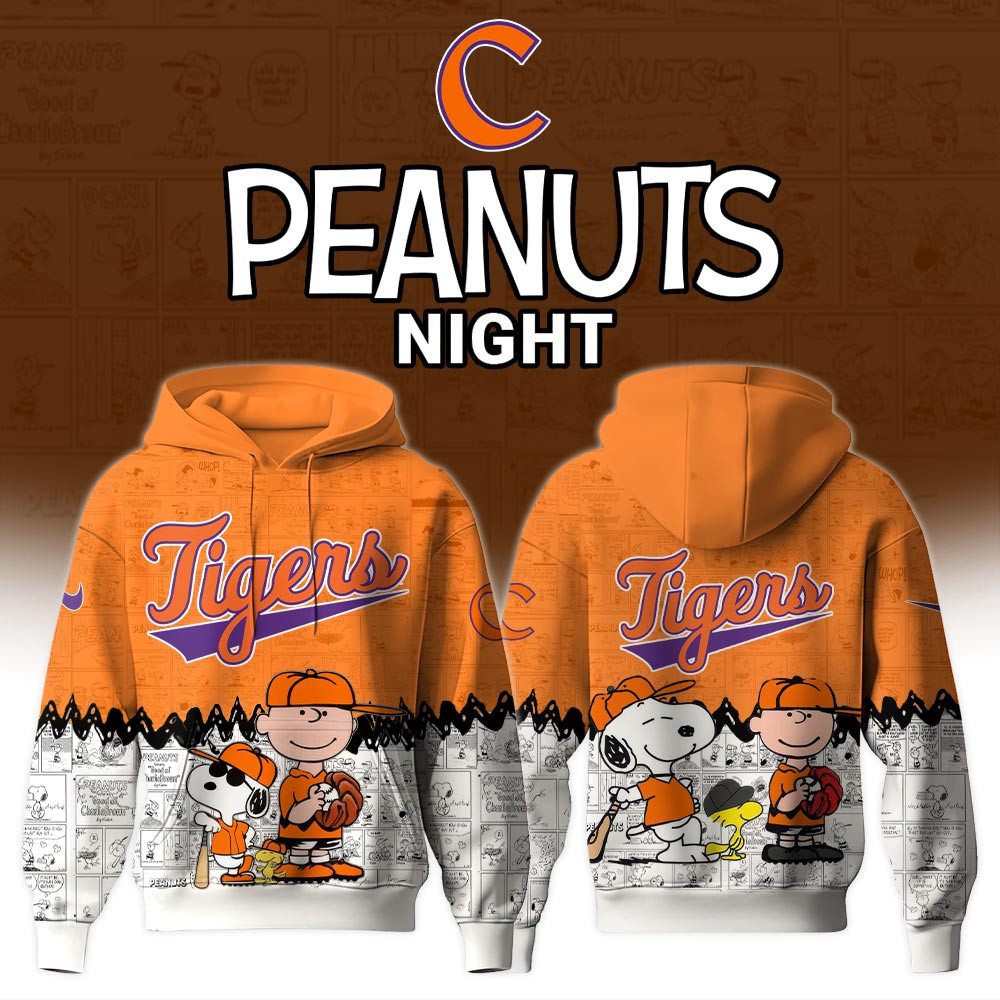 Clemson Tigers x Peanuts Night Hoodies Celebrating The 75th Anniversary Of Peanuts Hoodie Gifts For Sons Girlfriend
