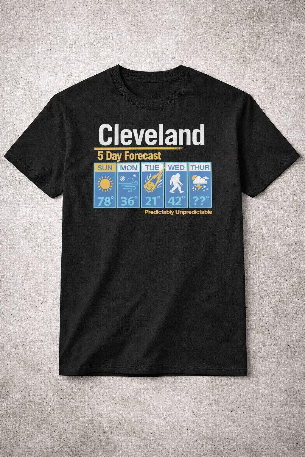 Cleveland 5 Day Forecast T-Shirt Cleveland Weather Humor Apparel Present Idea For Best Friends