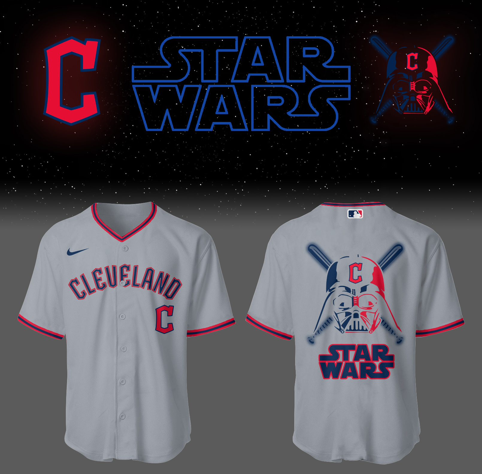 Cleveland Baseball Cleveland x Star Wars 2025 Grey Jersey Baseball Coach Gift Ideas