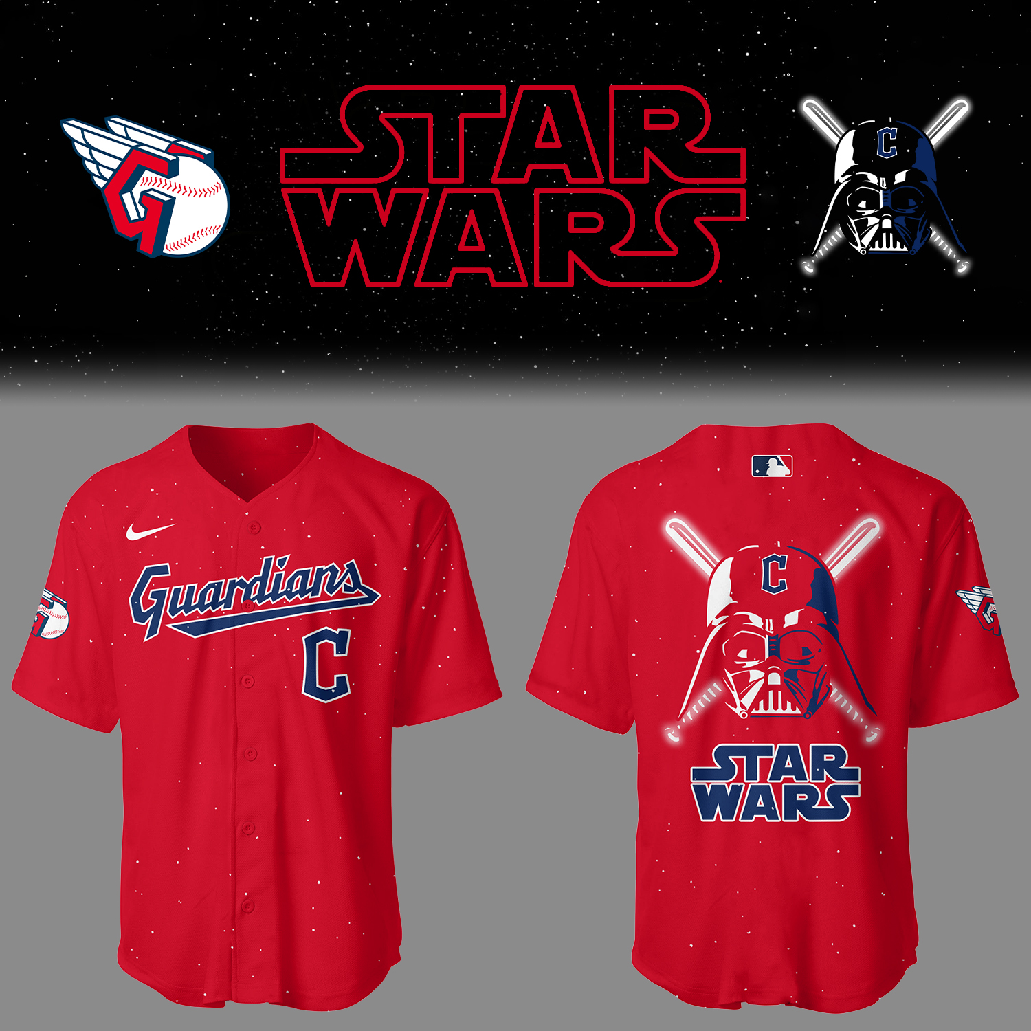 Cleveland Baseball Cleveland x Star Wars 2025 Red Jersey Baseball Mom Gifts