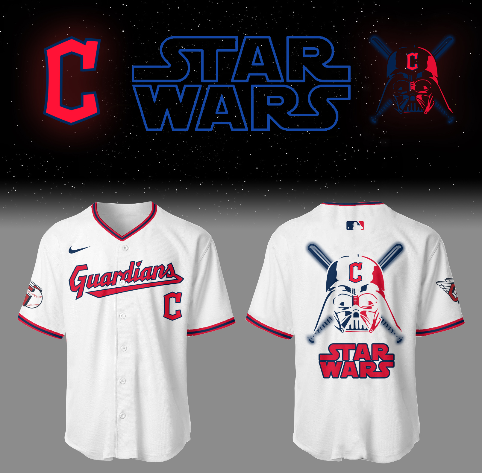 Cleveland Baseball Cleveland x Star Wars 2025 White Jersey Baseball Father's Day Gifts