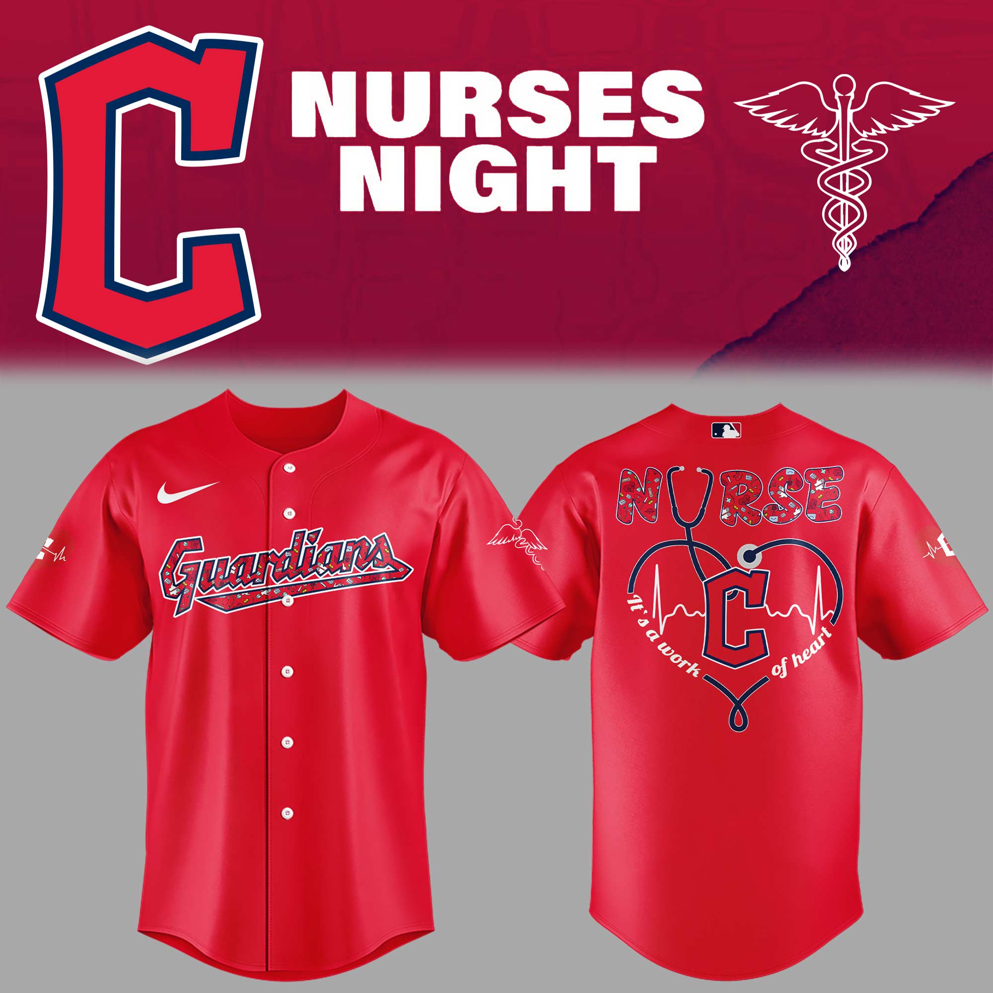 Cleveland Baseball Nurses Night Red Jersey Gifts For Baseball Players Baseball Father's Day Gifts