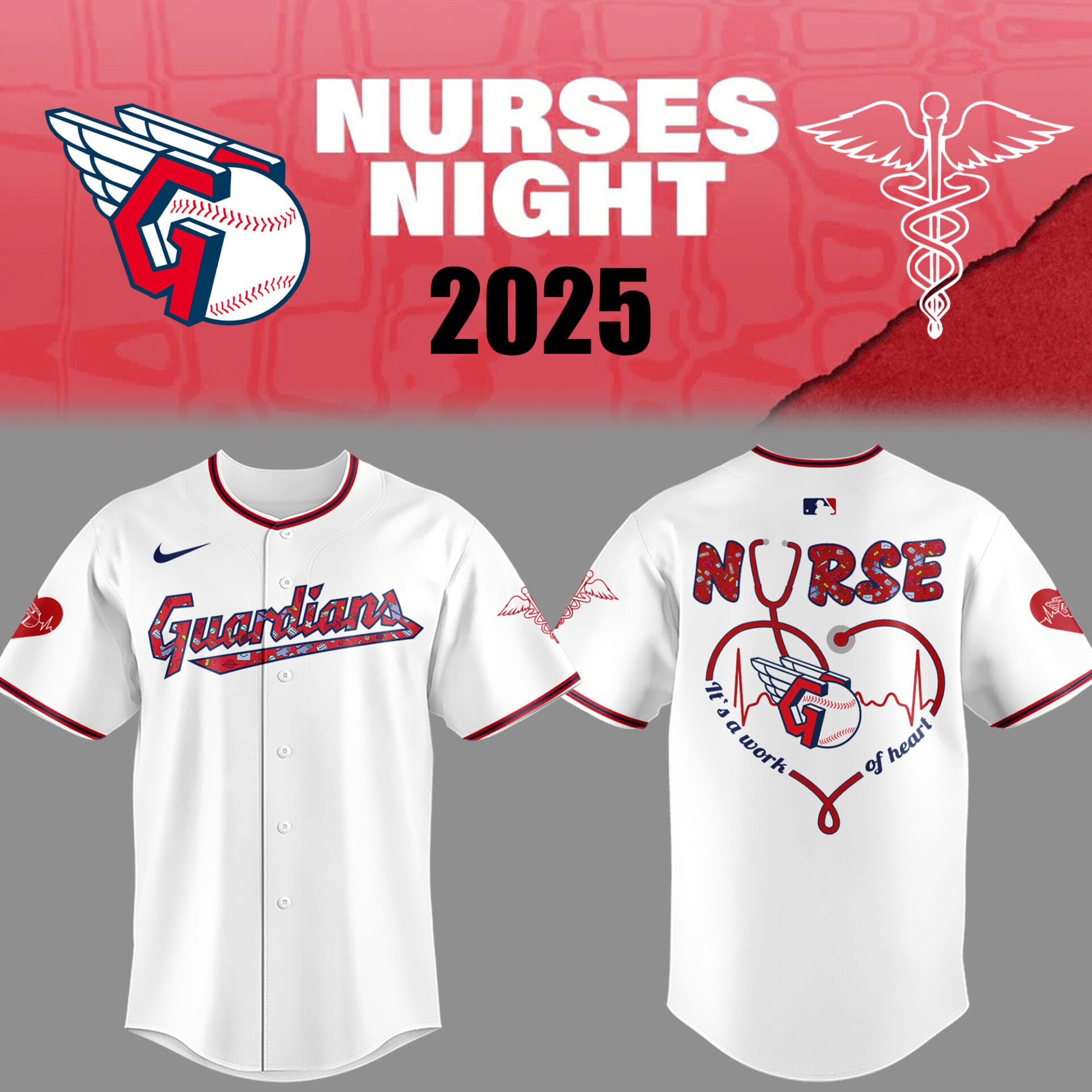 Cleveland Baseball Nurses Night White Jersey Gifts For Baseball Players Baseball Coach Gift Ideas