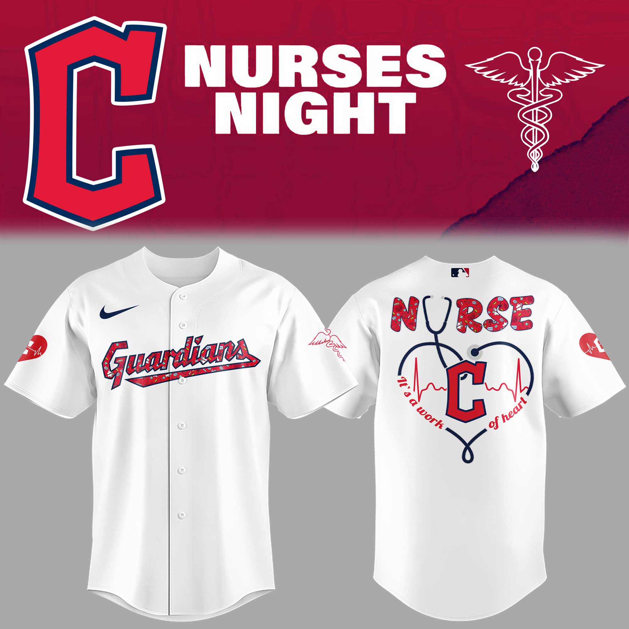 Cleveland Baseball Nurses Night White Jersey Gifts For Baseball Players Baseball Gifts Ideas