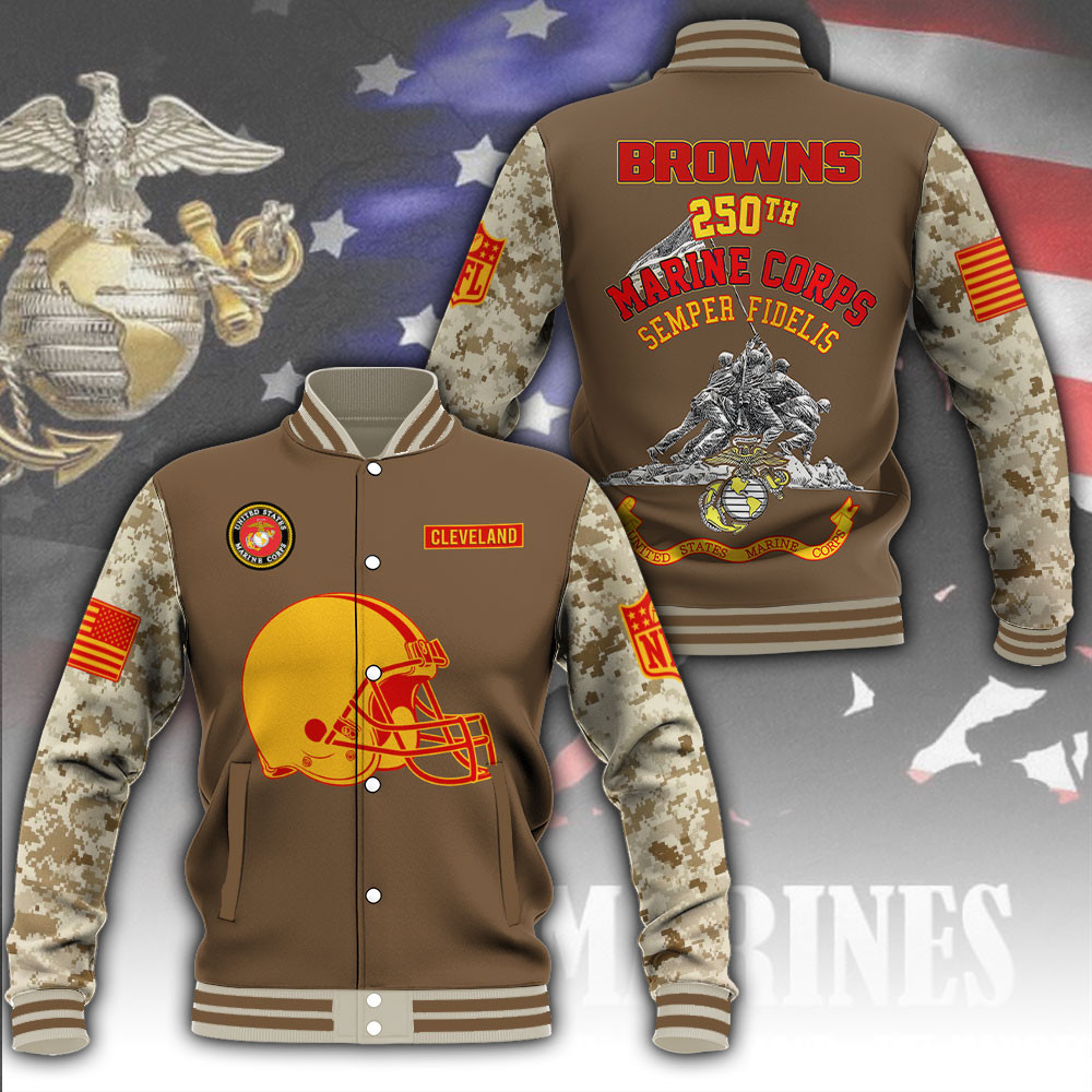 Cleveland Browns X US Marine Corps 250th Anniversary Jacket Best Gift For Football Lovers