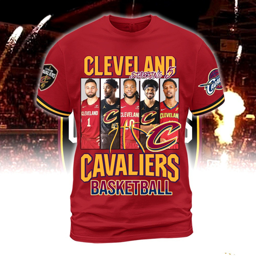 Cleveland Cavaliers Starting 5 Basketball Red Shirt Best Gifts For Basketball Fans