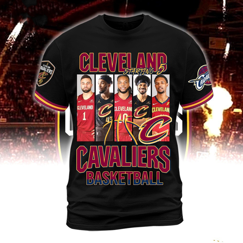 Cleveland Cavaliers Starting 5 Basketball Shirt Basketball Fan Gift Ideas