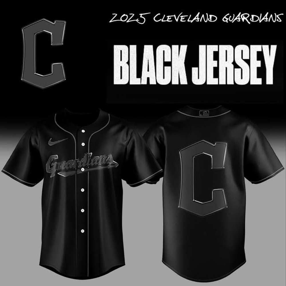 Cleveland Guardians Back In Black Baseball Jersey Cool Gifts For Baseball Lovers