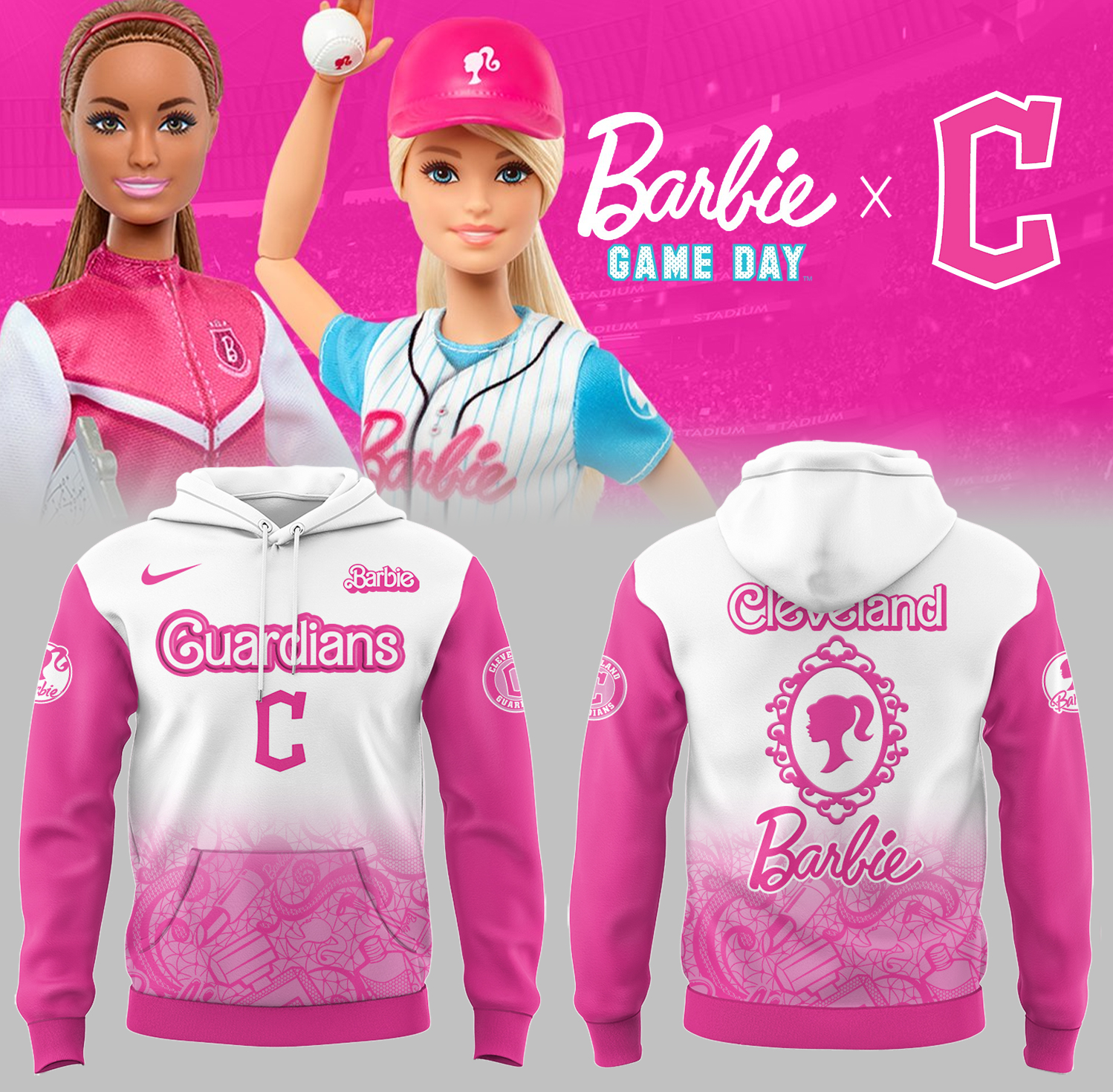 Cleveland Guardians Baseball Barbie Night Hoodie Gift Ideas For Baseball Players