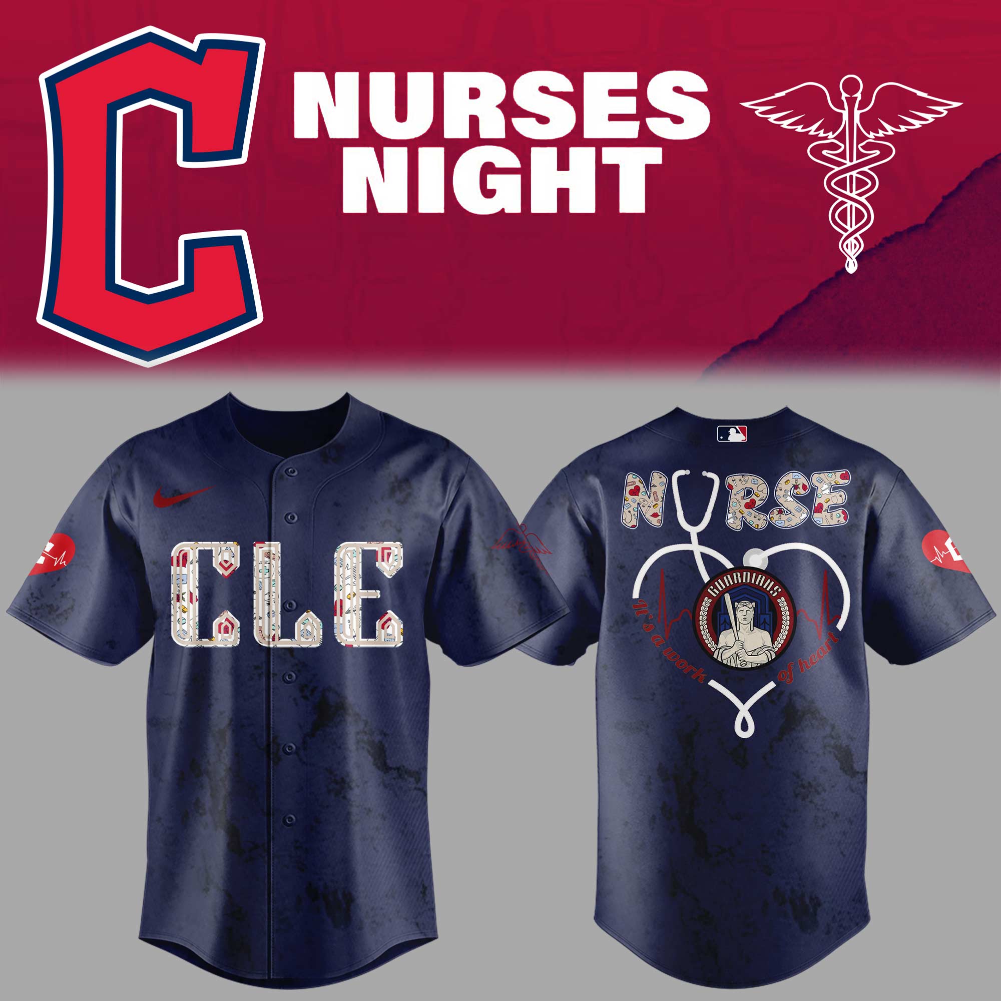 Cleveland Guardians Baseball City Connect Nurses Night Jersey Baseball Fan Presents