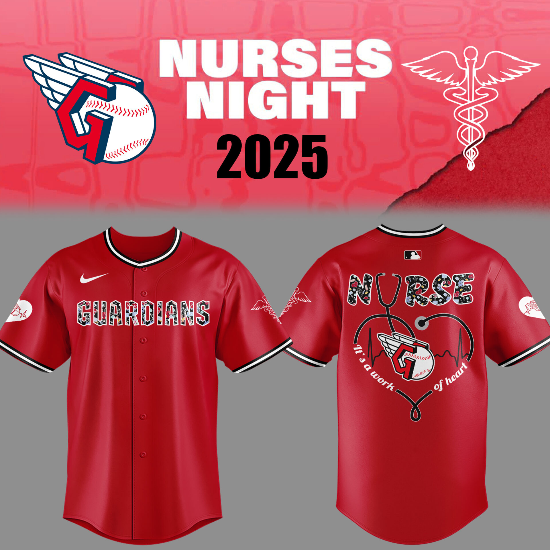 Cleveland Guardians Baseball Nurses Night Red Jersey Baseball Gift Ideas