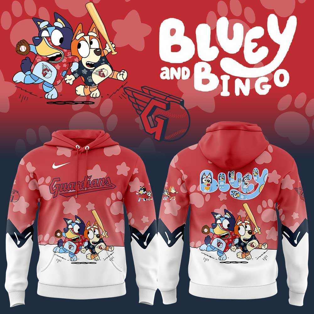 Cleveland Guardians Bluey And Bingo Hoodie Merch Cute Gifts For Baseball Fans For Him Her