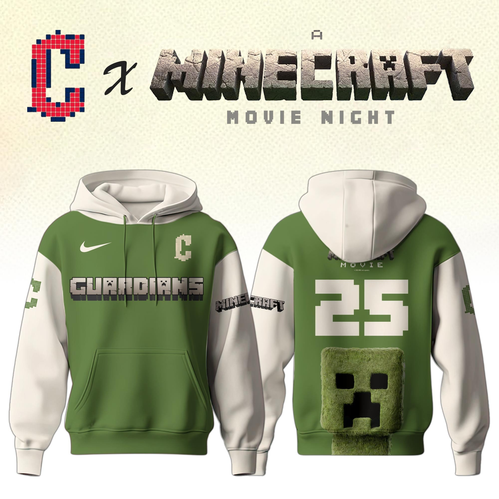 Cleveland Guardians MLB x A MINECRAFT MOVIE Night Hoodie Unique Gifts Baseball Fans
