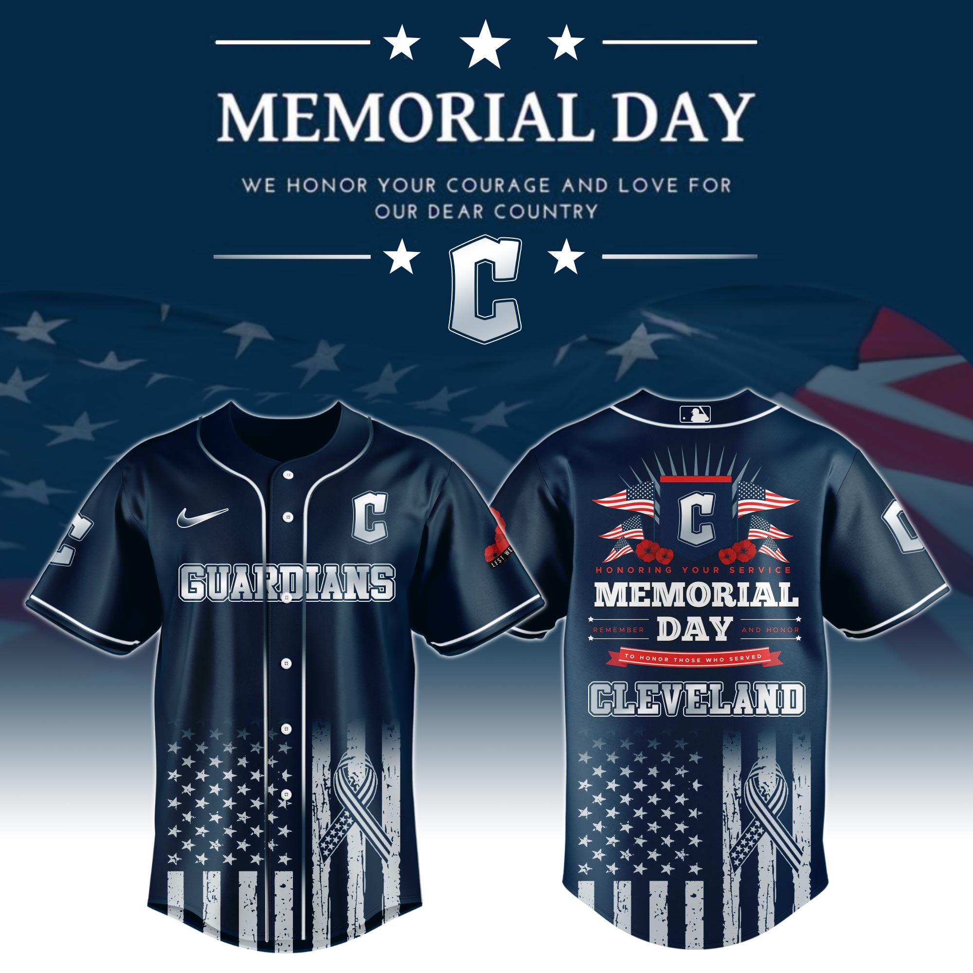 Cleveland Guardians Special Memorial Day Jersey Baseball Coach Gift Ideas