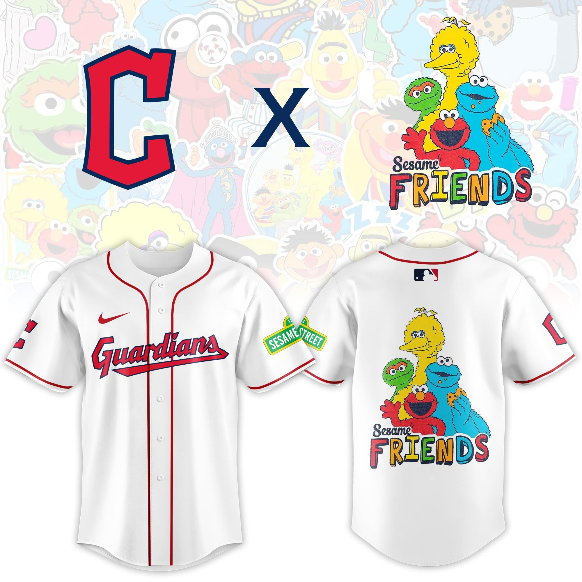Cleveland Guardians x 2025 Sesame Street Night Jersey Present Gift For Only Fan