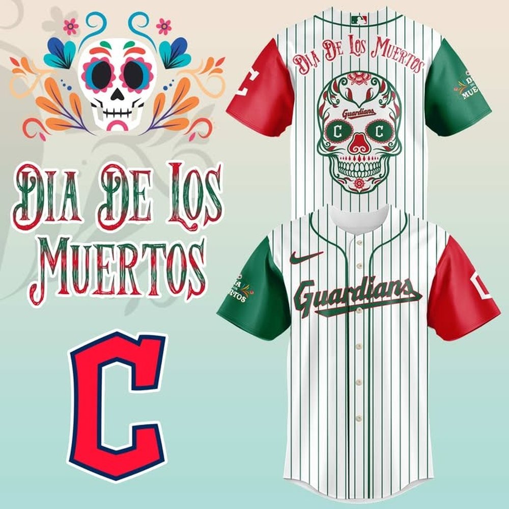Cleveland Guardians x Dia De Los Muertor 2025 Baseball Jersey Presents For Baseball Lovers