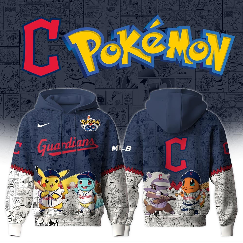 Cleveland Guardians x Pokemon Go Hoodie Cute Baseball Fan Merch Gifts Pokemon Go Lovers
