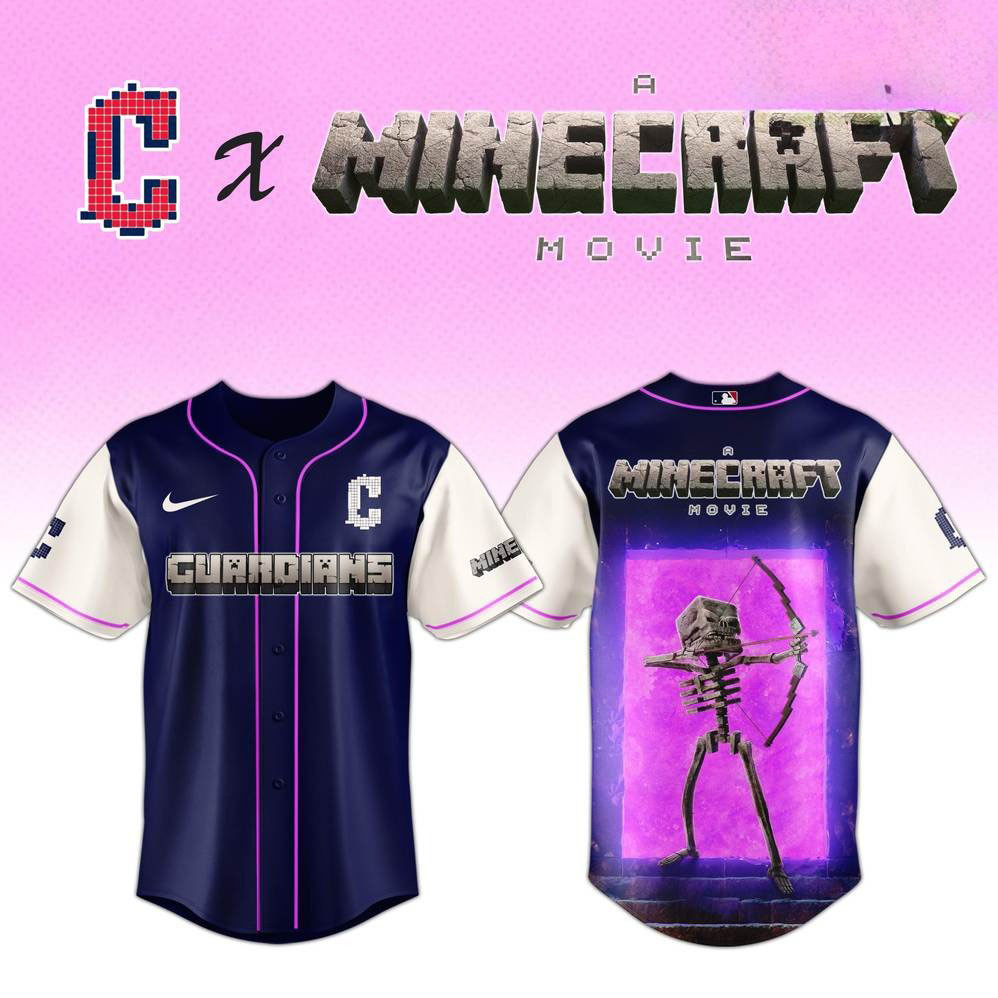 Cleveland Guardians x Skeleton A Minecraft Movie Special Baseball Jersey Baseball Lover Gift Ideas