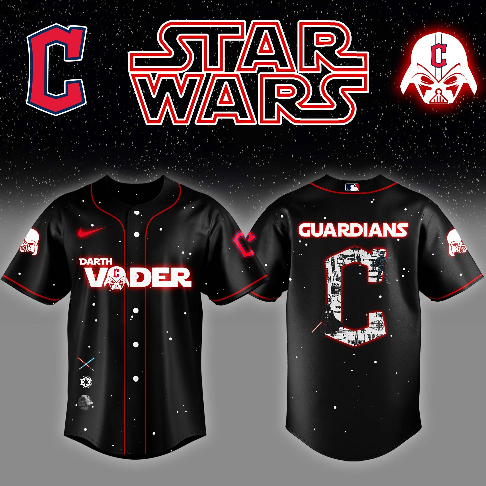 Cleveland Guardians x Star Wars Darth Vader Night Baseball Jersey Best Gifts For Hockey Lovers