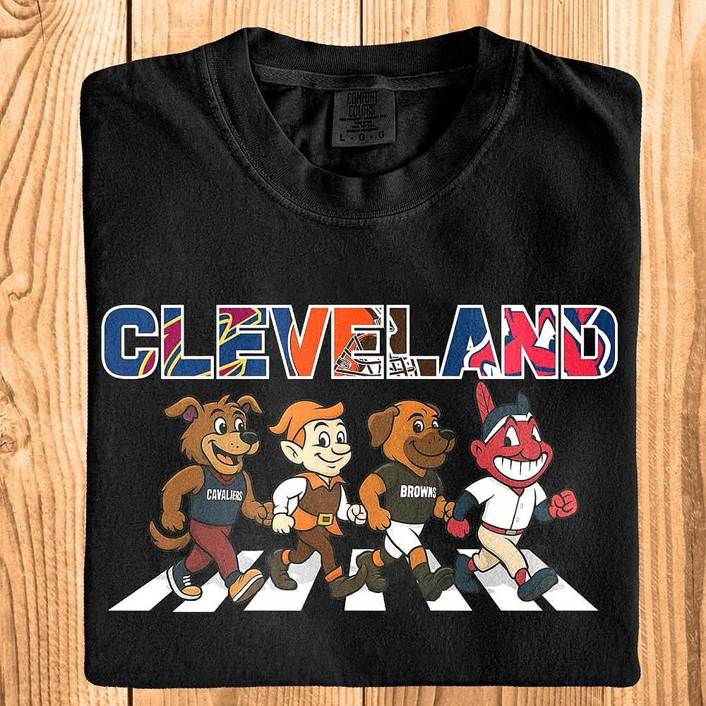 Cleveland Sports Mascot Abbey Road Cross Road T-Shirt