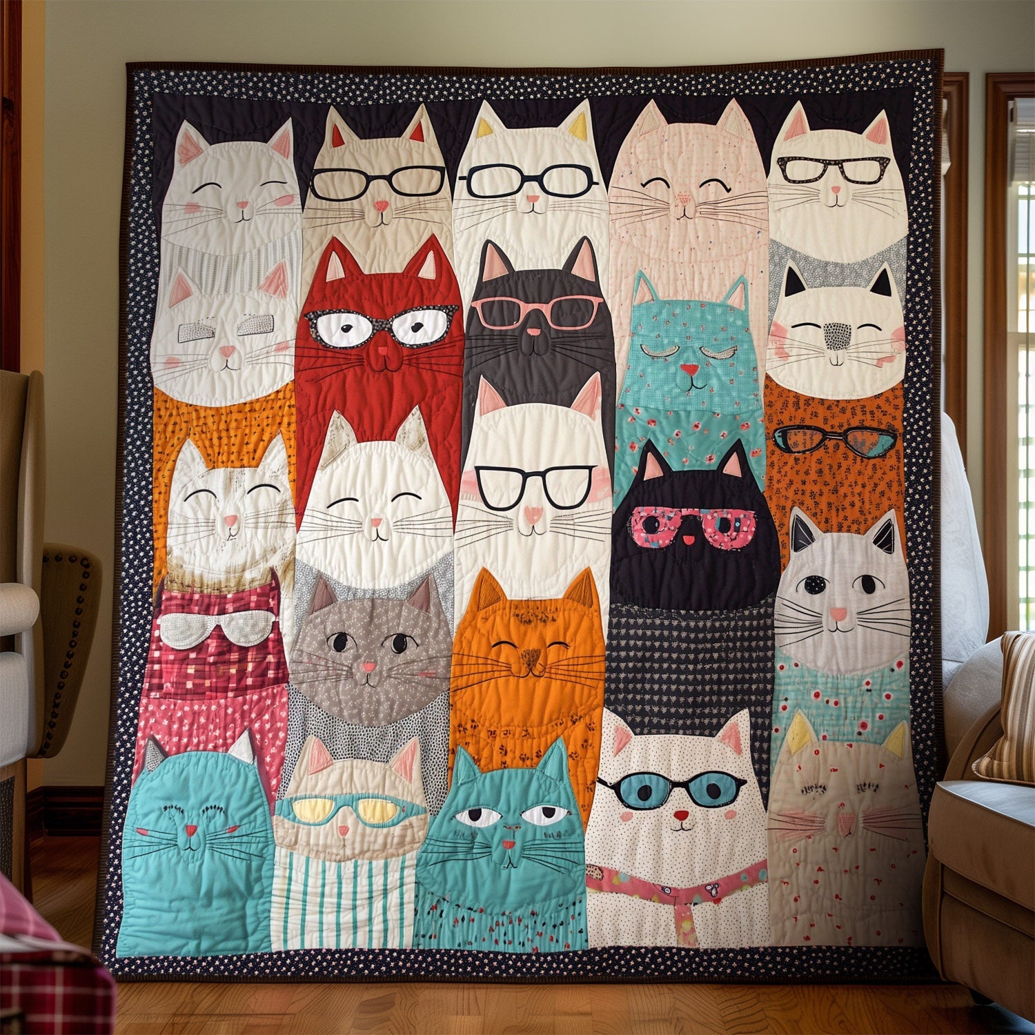 Clever Kitties Quilted Blanket Novelty Gifts For Cat Lovers