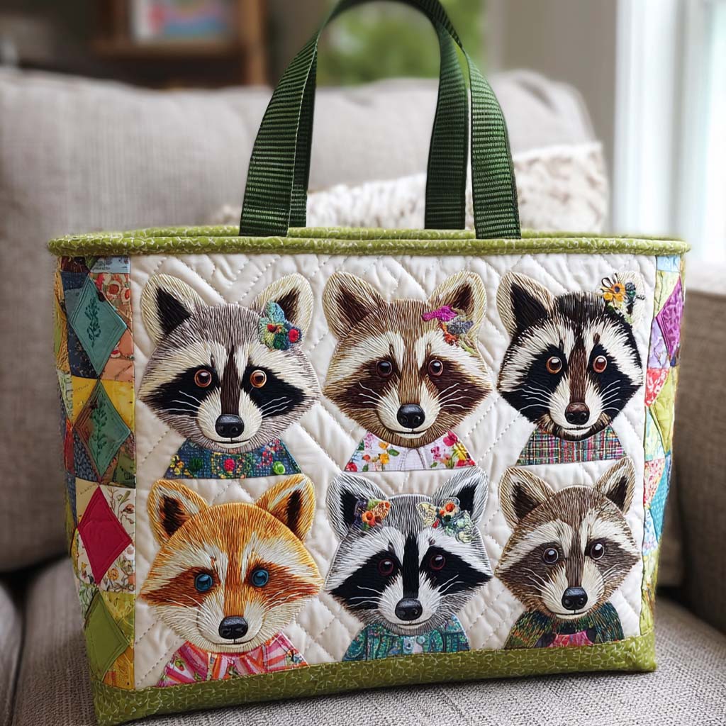 Clever Raccoon Quilted Tote Bag Funny Raccoon Gifts For Friend