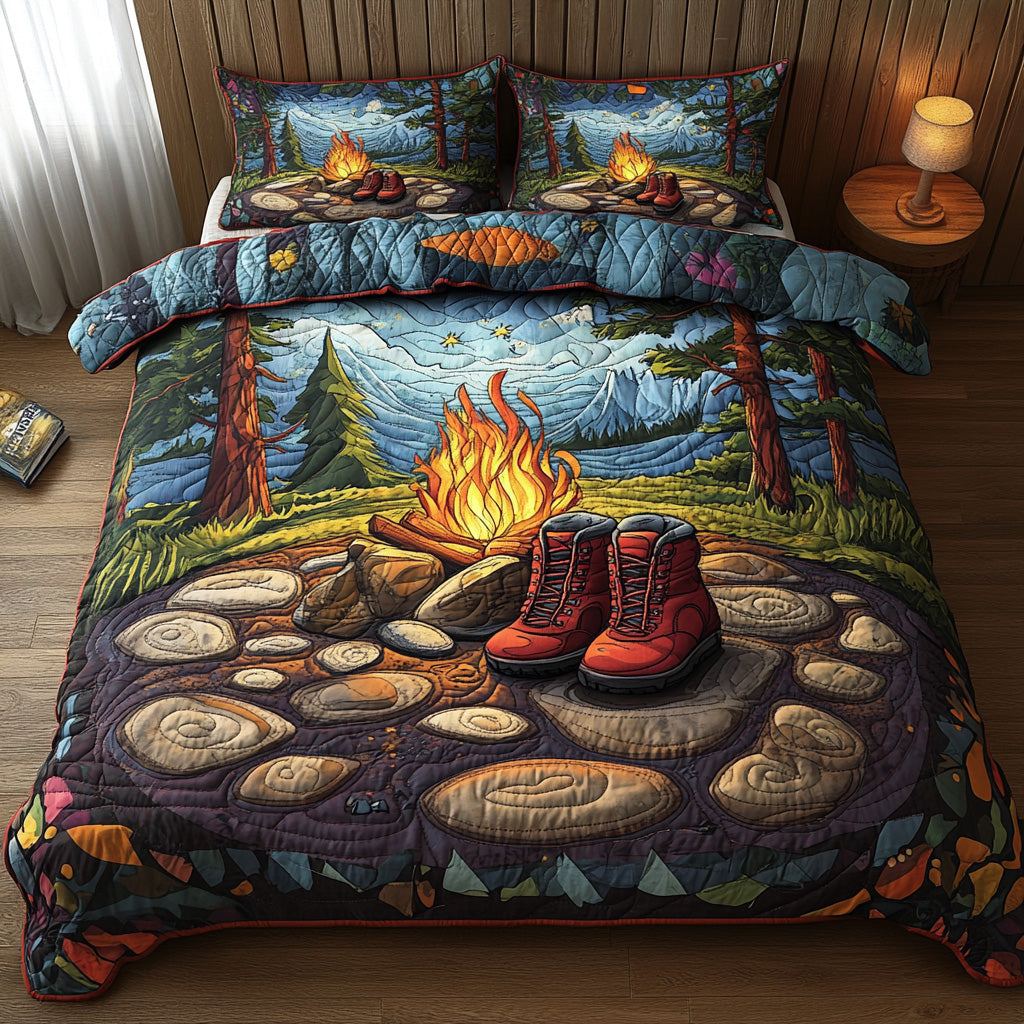 Cliffside Journey Quilted Bedding Set Cozy Bedroom Decor Hiking Gifts For Men