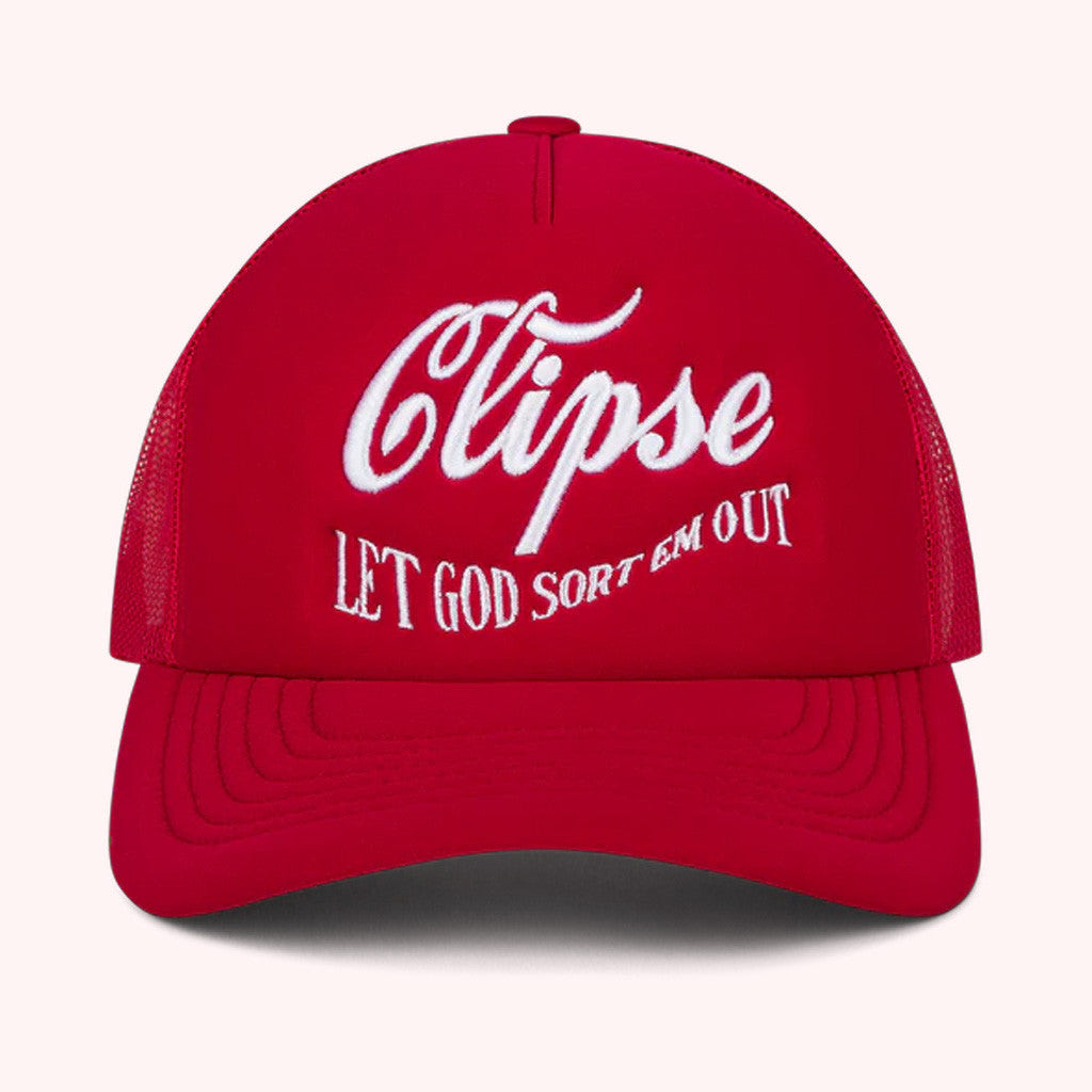 Clipse Tour Merch Denim Tears X Clipse Printed Red Trucker Hat Gifts For Dad Clipse Tour Merch Denim Tears X Clipse Printed Red Trucker Hat Gifts For Dad