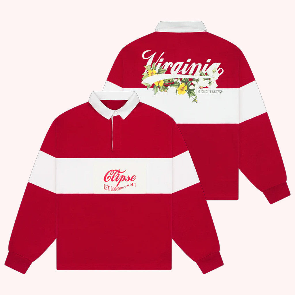 Clipse Tour Merch Denim Tears X Clipse Rugby Red Clothing Gifts For Wife