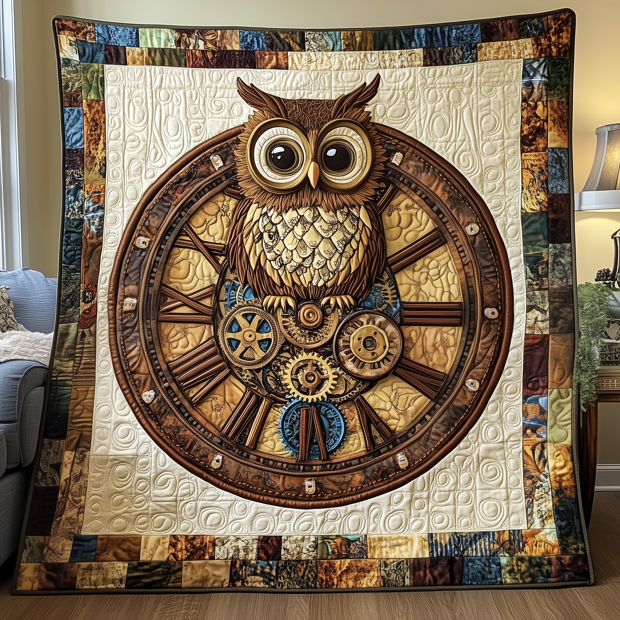 Clockwork Guardian Quilted Blanket Couch Throw BlanketOwl Christmas Presents