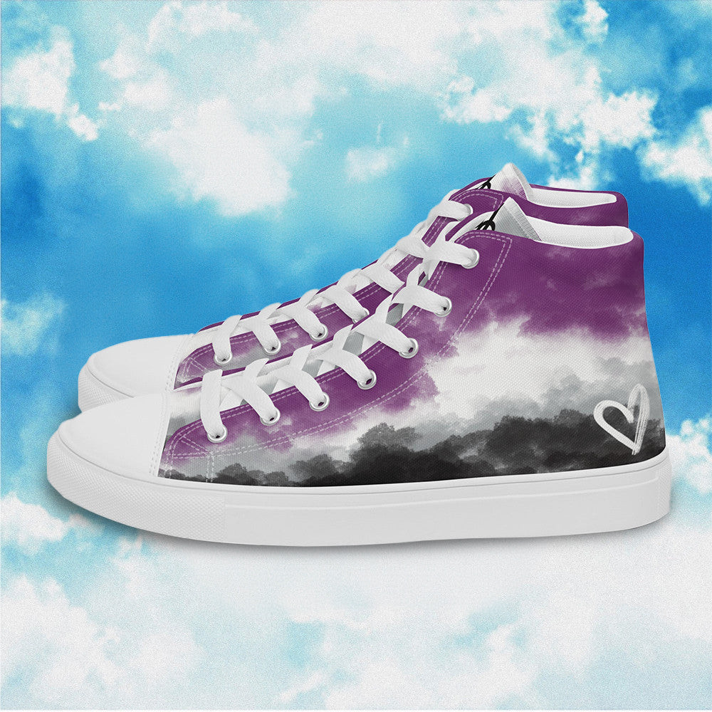 Cloudy Asexual High Top Shoes Subtle LGBT Pride Watercolor Shoes Demisexual Sneakers Cloudy Asexual High Top Shoes Subtle LGBT Pride Watercolor Shoes Demisexual Sneakers