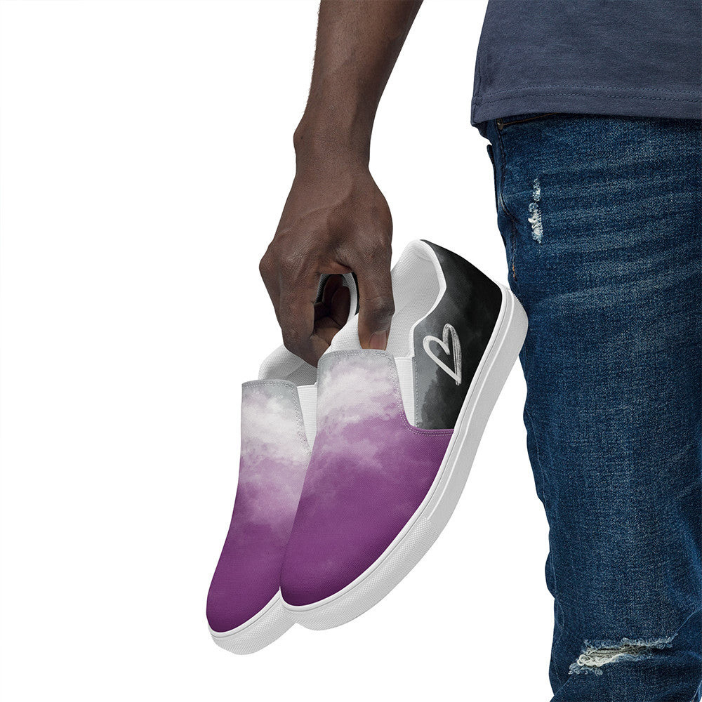 Cloudy Asexual Slip On Sneakers Subtle LGBT Pride Watercolor Shoes Demisexual Sneakers Cloudy Asexual Slip On Sneakers Subtle LGBT Pride Watercolor Shoes Demisexual Sneakers