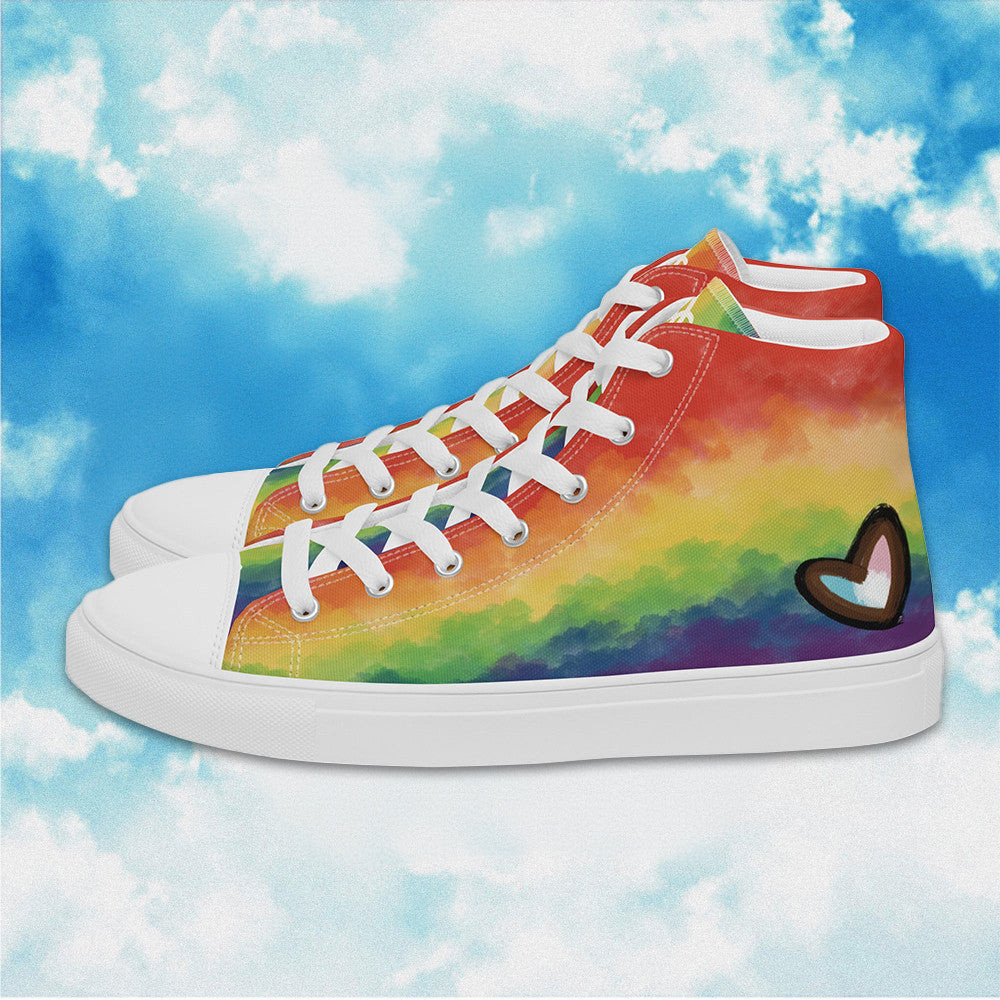 Cloudy Inclusive Pride High Top Shoes LGBTQ+ Pride Shoes Human Rights Campaign Sneakers