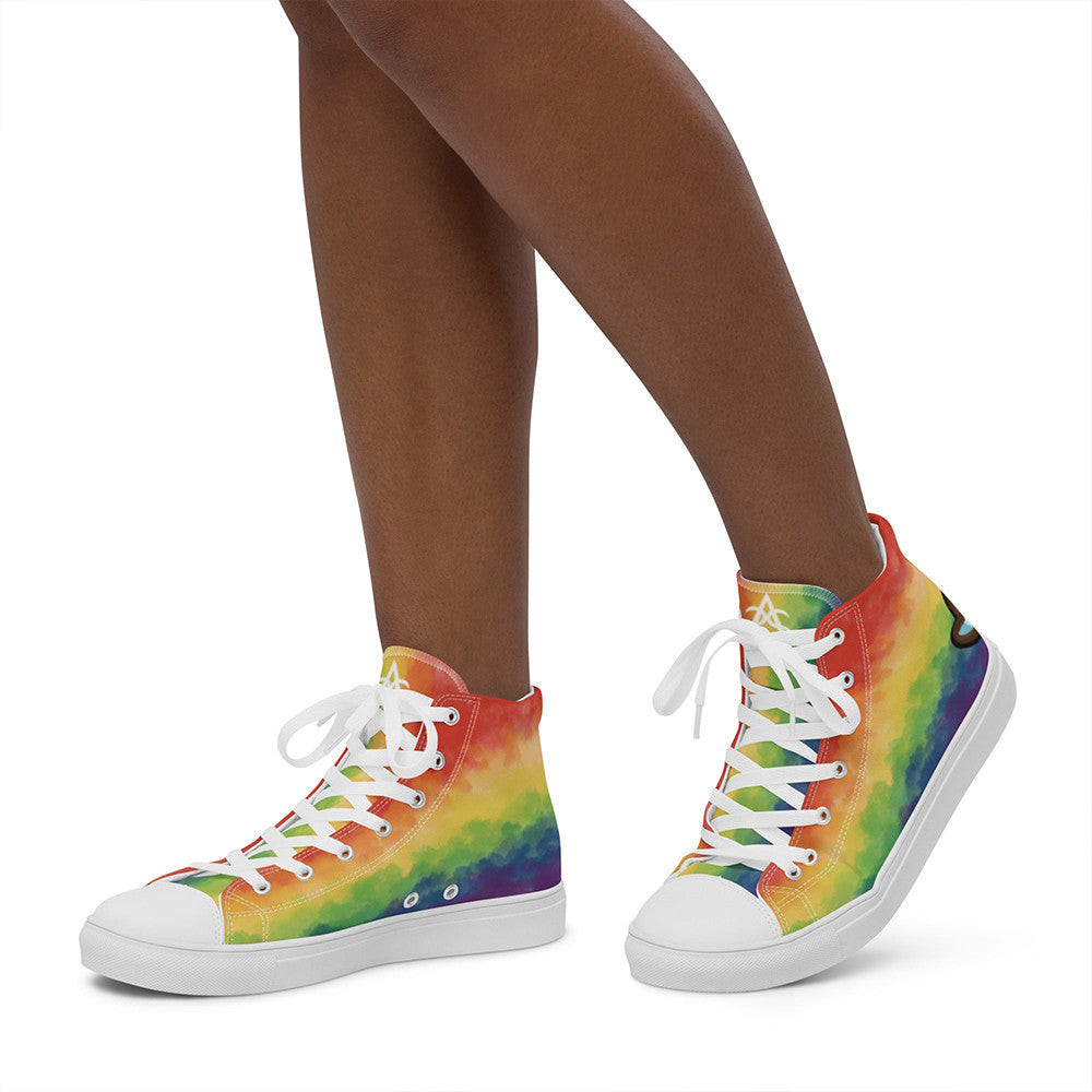 Cloudy Inclusive Pride High Top Shoes LGBTQ+ Pride Shoes Human Rights Campaign Sneakers