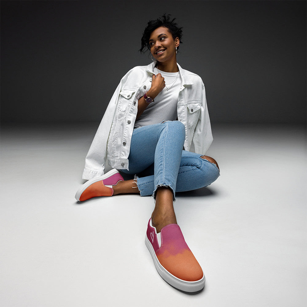 Cloudy Lesbian Slip On Sneakers Lesbian Pride LGBTQ Shoes Human Rights Sneakers Men Women Cloudy Lesbian Slip On Sneakers Lesbian Pride LGBTQ Shoes Human Rights Sneakers Men Women