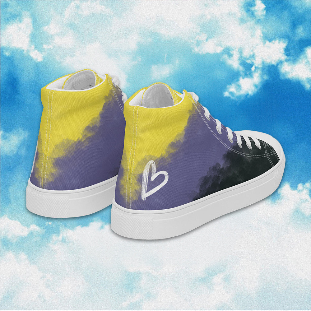 Cloudy Non Binary High Top Shoes LGBTQ Pride Non Binary Sneakers Human Right Campaign Merch Cloudy Non Binary High Top Shoes LGBTQ Pride Non Binary Sneakers Human Right Campaign Merch