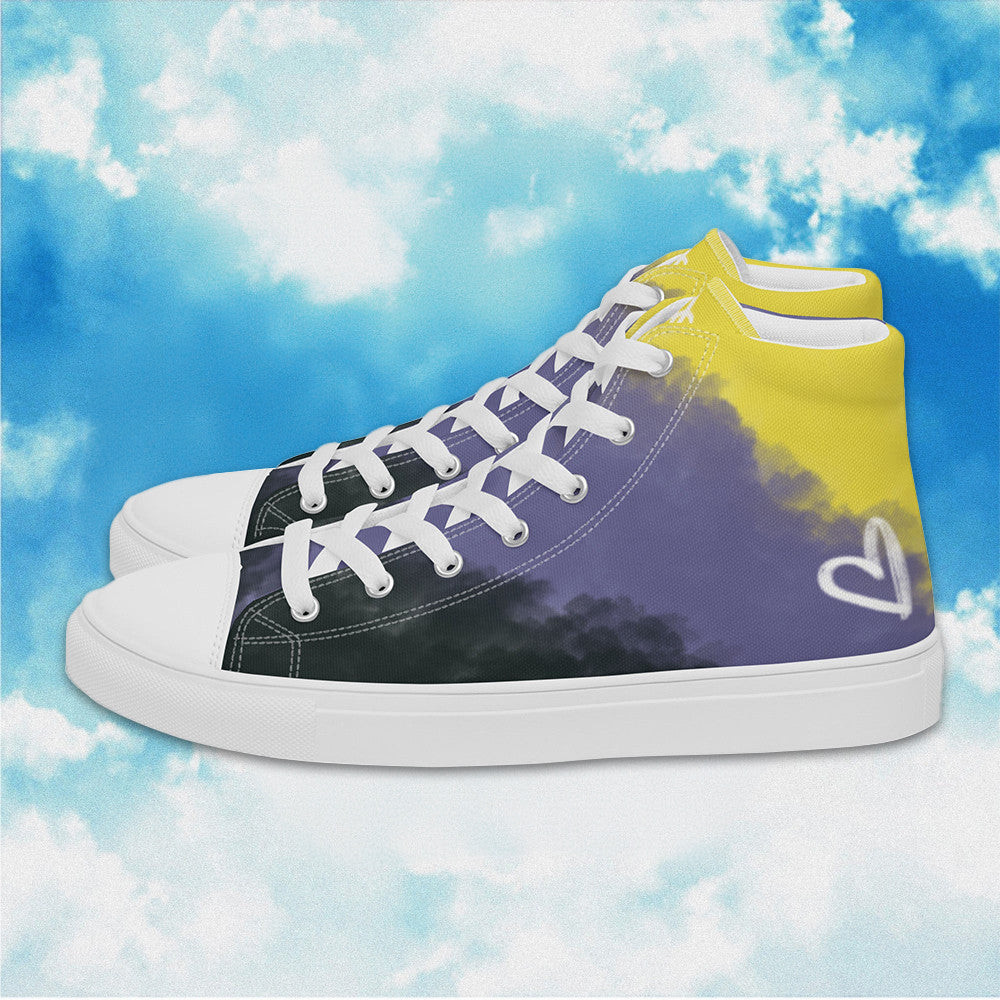 Cloudy Non Binary High Top Shoes LGBTQ Pride Non Binary Sneakers Human Right Campaign Merch Cloudy Non Binary High Top Shoes LGBTQ Pride Non Binary Sneakers Human Right Campaign Merch