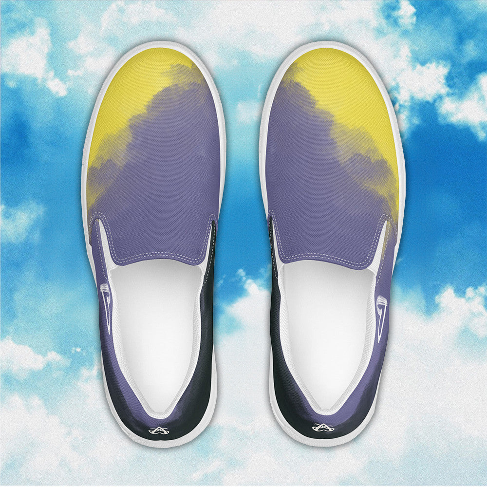 Cloudy Non Binary Slip On Sneakers LGBTQ Pride Non Binary Shoes Human Right Campaign Merch Cloudy Non Binary Slip On Sneakers LGBTQ Pride Non Binary Shoes Human Right Campaign Merch